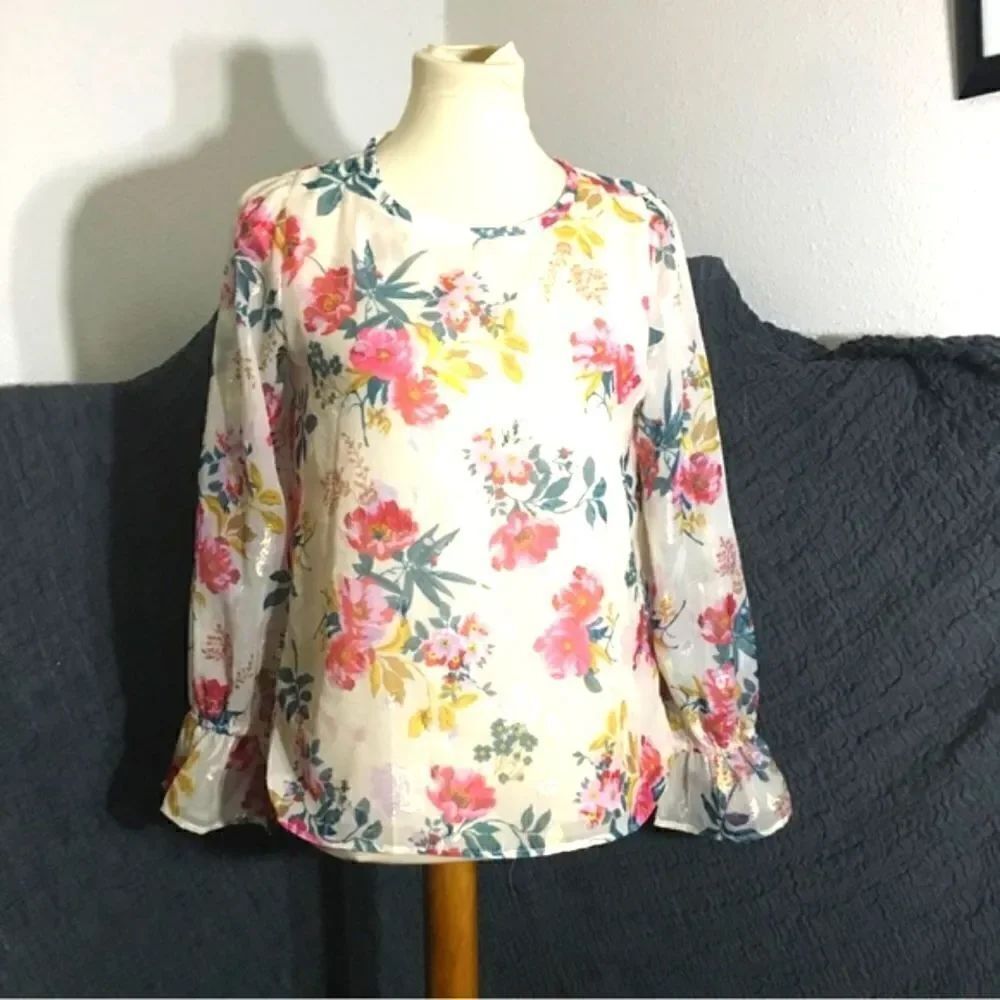 Loft NWT Floral Long Sleeve Blouse Size XS